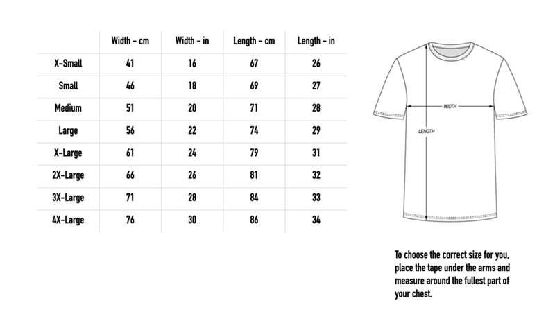 Size chart for ep tee